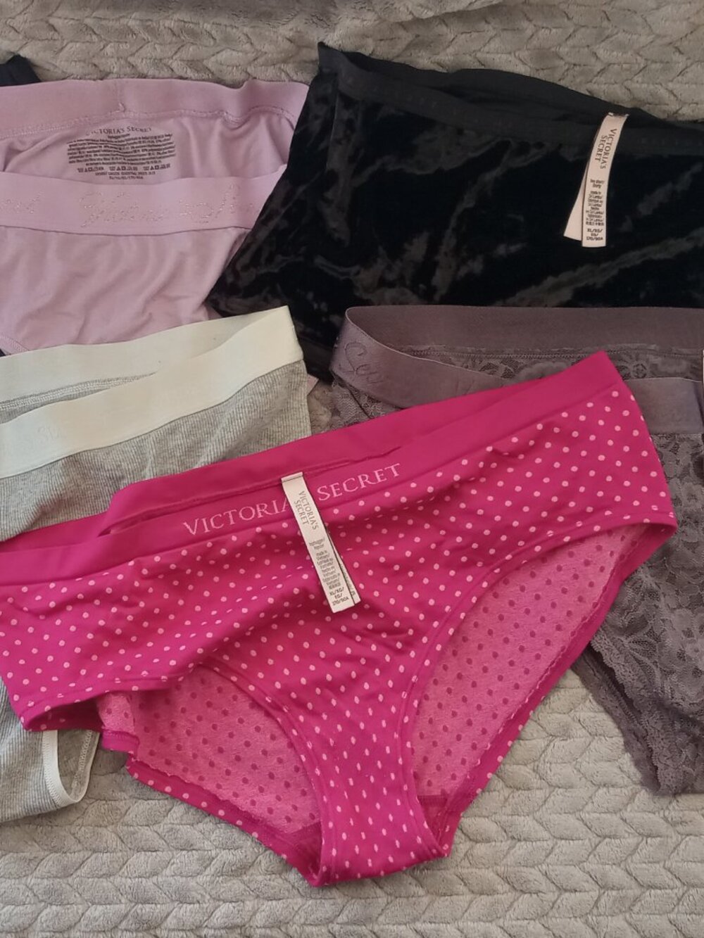 Victoria's Secret Sz XL Pink Gray Black Hiphugger & Boyshort Panty Bundle Lot